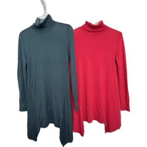 Lot of TWO Women’s Turtleneck Sweaters, Apt. 9, Green and Red, Both Size Small